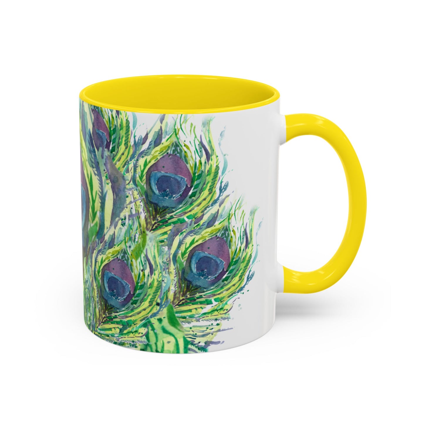 Colorful Peacock Feathers Mug Print (11oz, 15oz) - Brooke Zitting, LLC