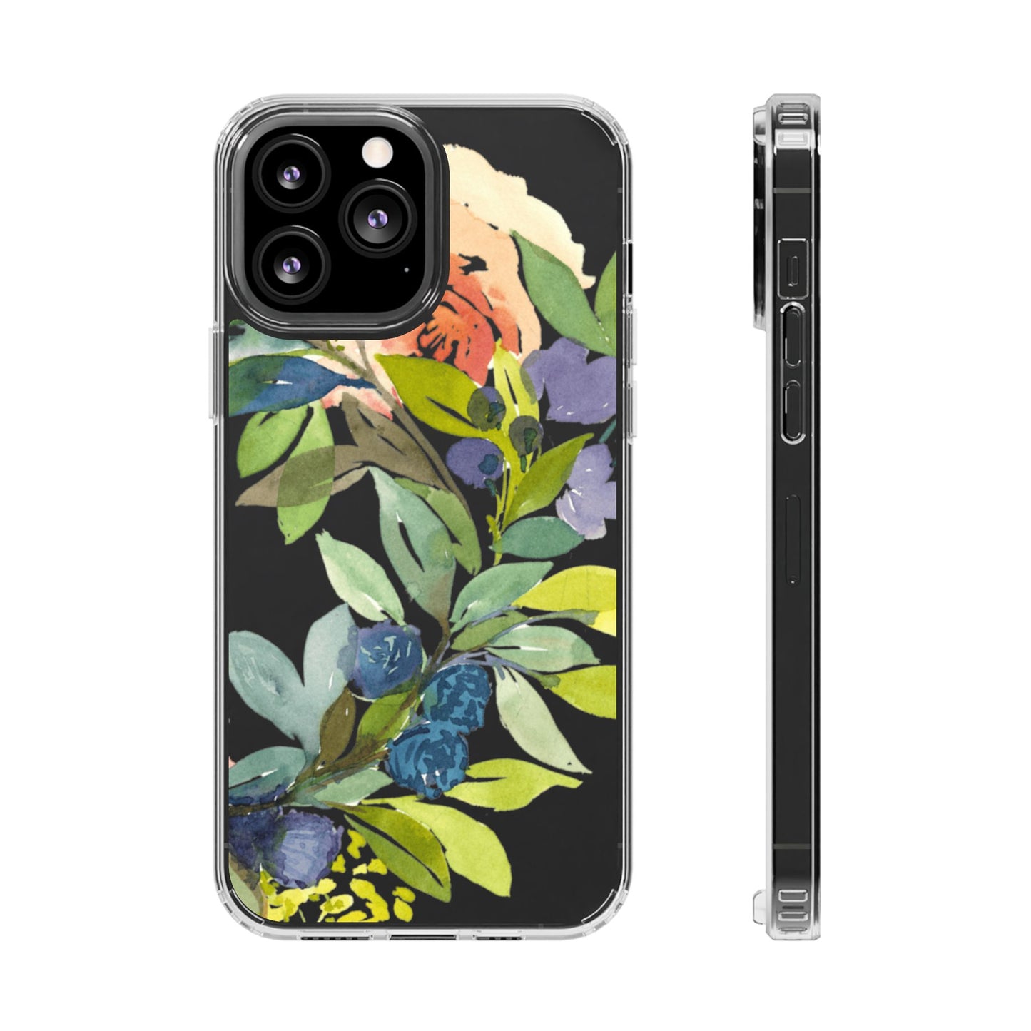Watercolor Floral Blooms Wreath Clear Phone Case Design - Brooke Zitting, LLC