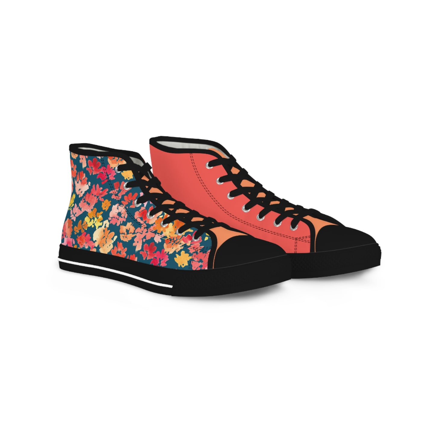 Vibrant Colorblock and Peacock Posy Colorful High Top Sneakers with Floral Design – Stylish Shoes for All | Unique Gift Idea - Brooke Zitting, LLC