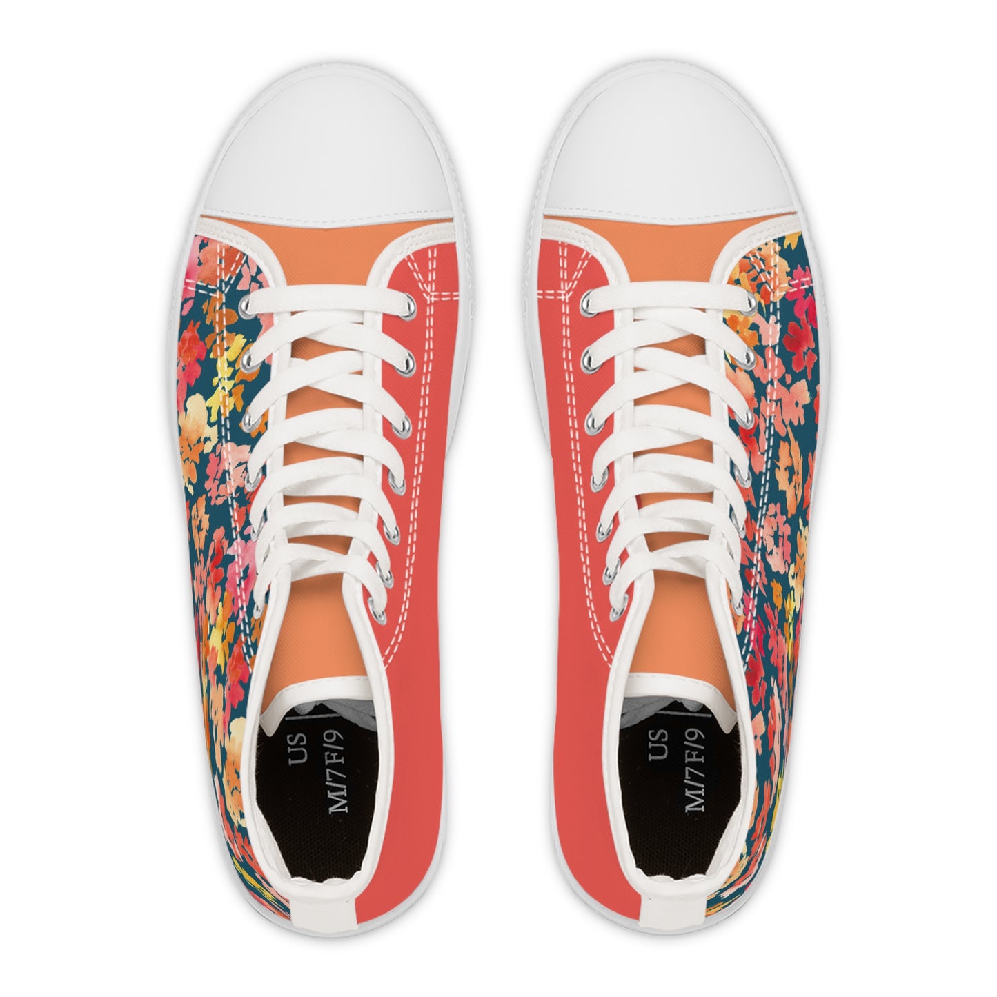 Vibrant Colorblock and Peacock Posy Colorful High Top Sneakers with Floral Design – Stylish Shoes for All | Unique Gift Idea - Brooke Zitting, LLC