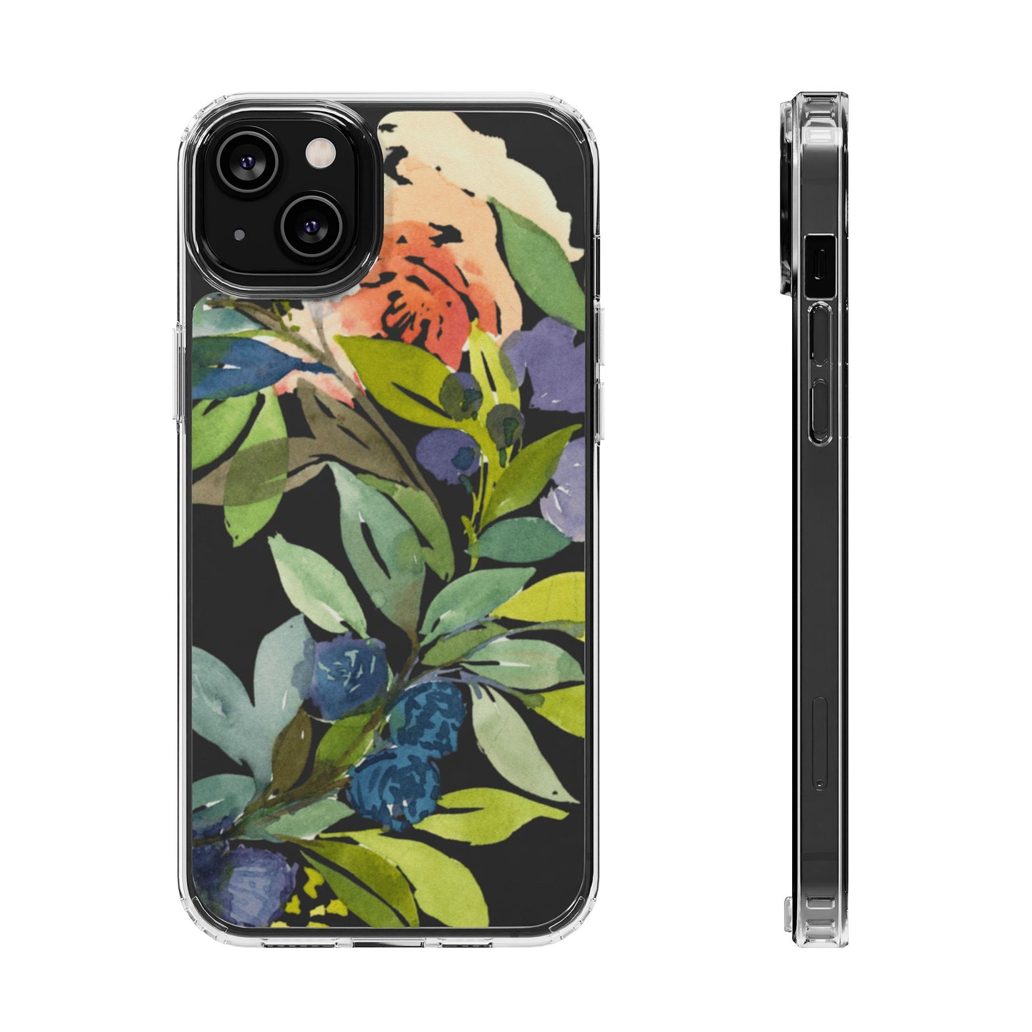 Watercolor Floral Blooms Wreath Clear Phone Case Design - Brooke Zitting, LLC