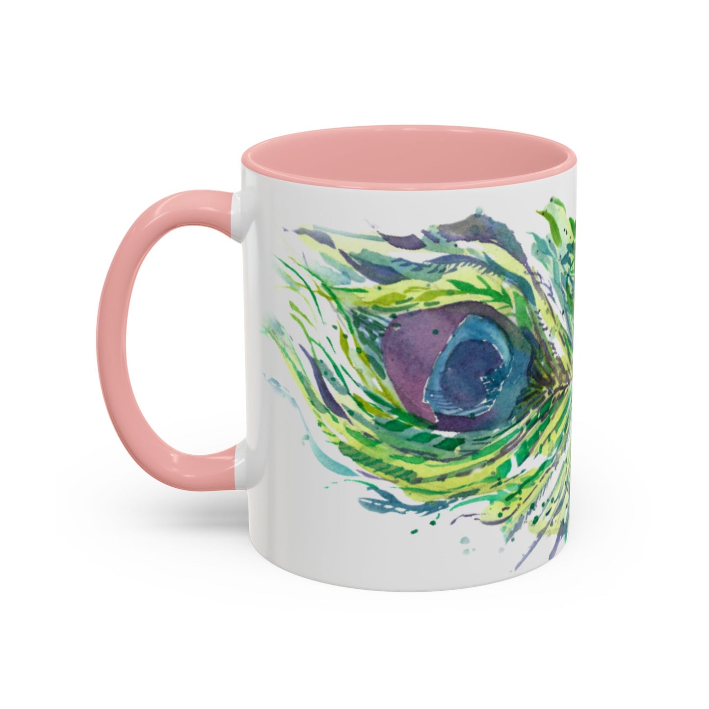 Light as a Feather Peacock Feather Accent Coffee Mug (11, 15oz) - Brooke Zitting, LLC