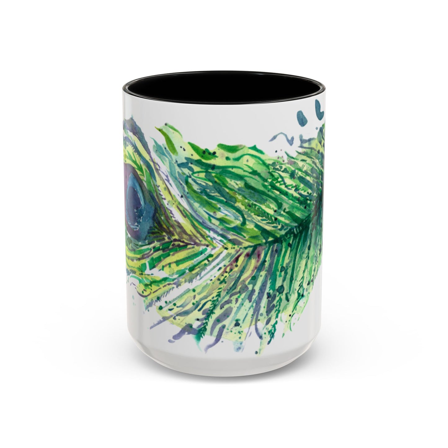 Light as a Feather Peacock Feather Accent Coffee Mug (11, 15oz) - Brooke Zitting, LLC