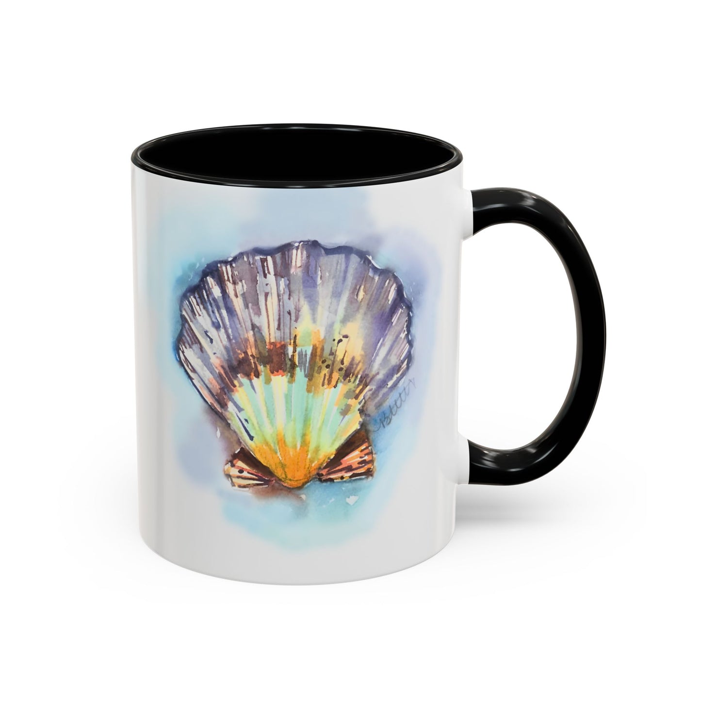 This Seashell Mug with Accent Color (11oz, 15 oz) - Brooke Zitting, LLC