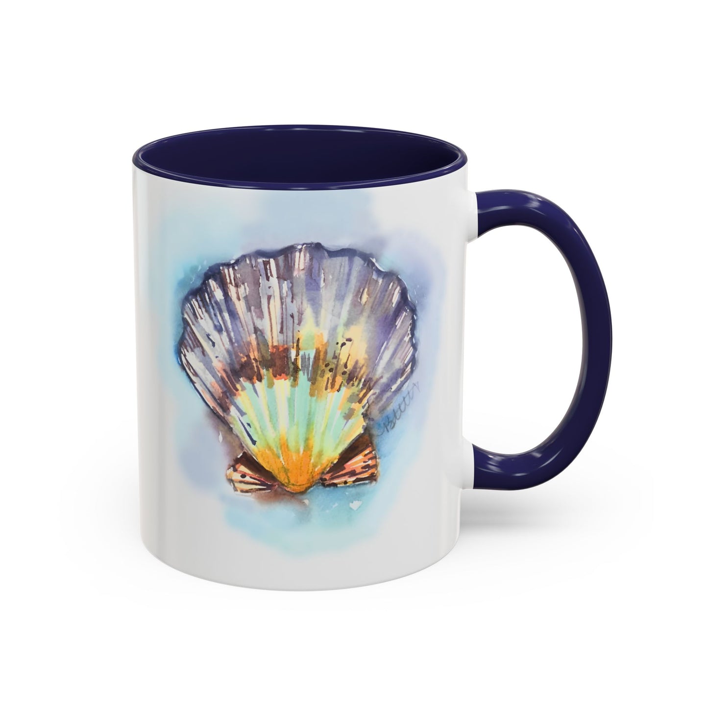 This Seashell Mug with Accent Color (11oz, 15 oz) - Brooke Zitting, LLC