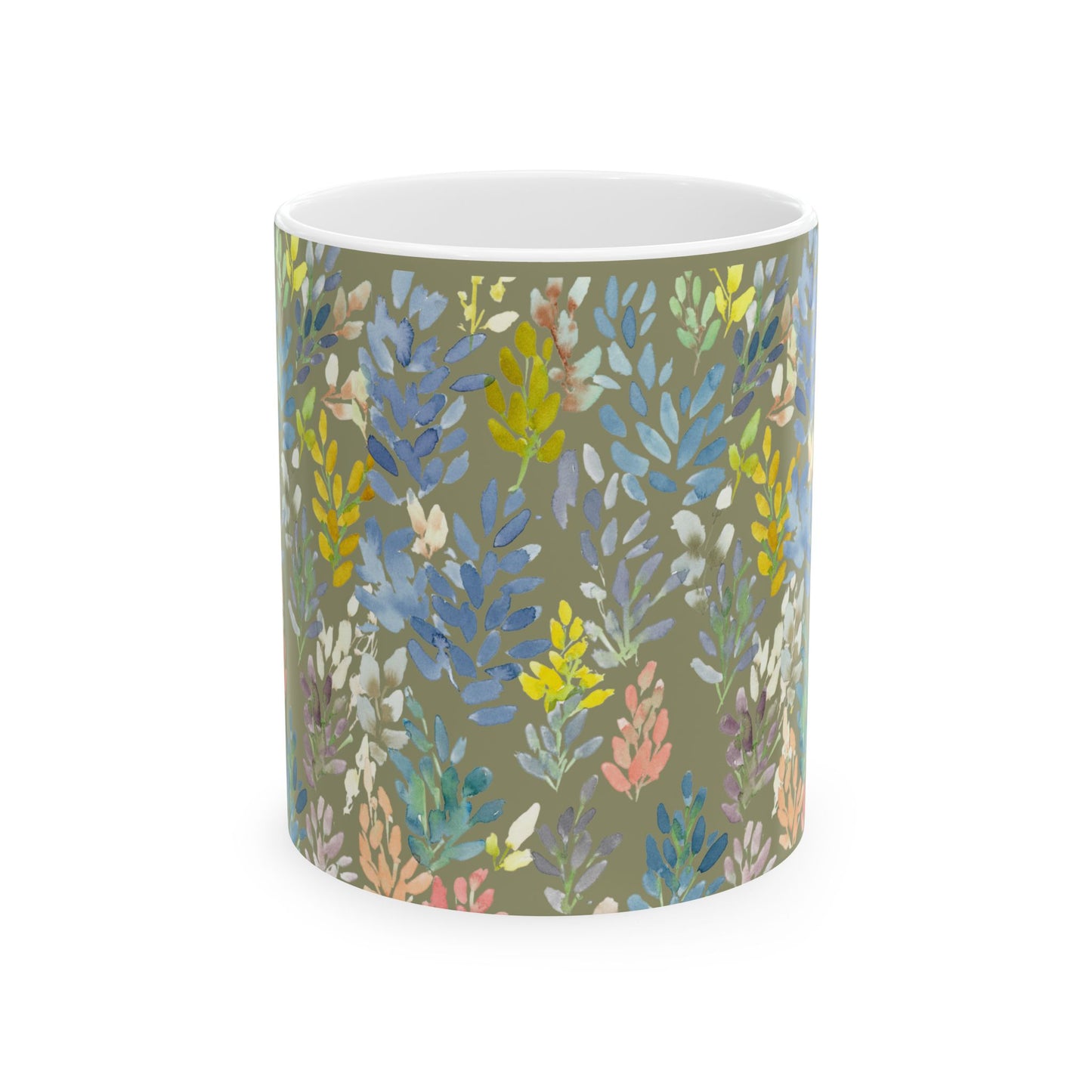 The Petal Parade Ceramic Mug in Sage Green - Perfect Gift (11oz, 15oz) - Brooke Zitting, LLC