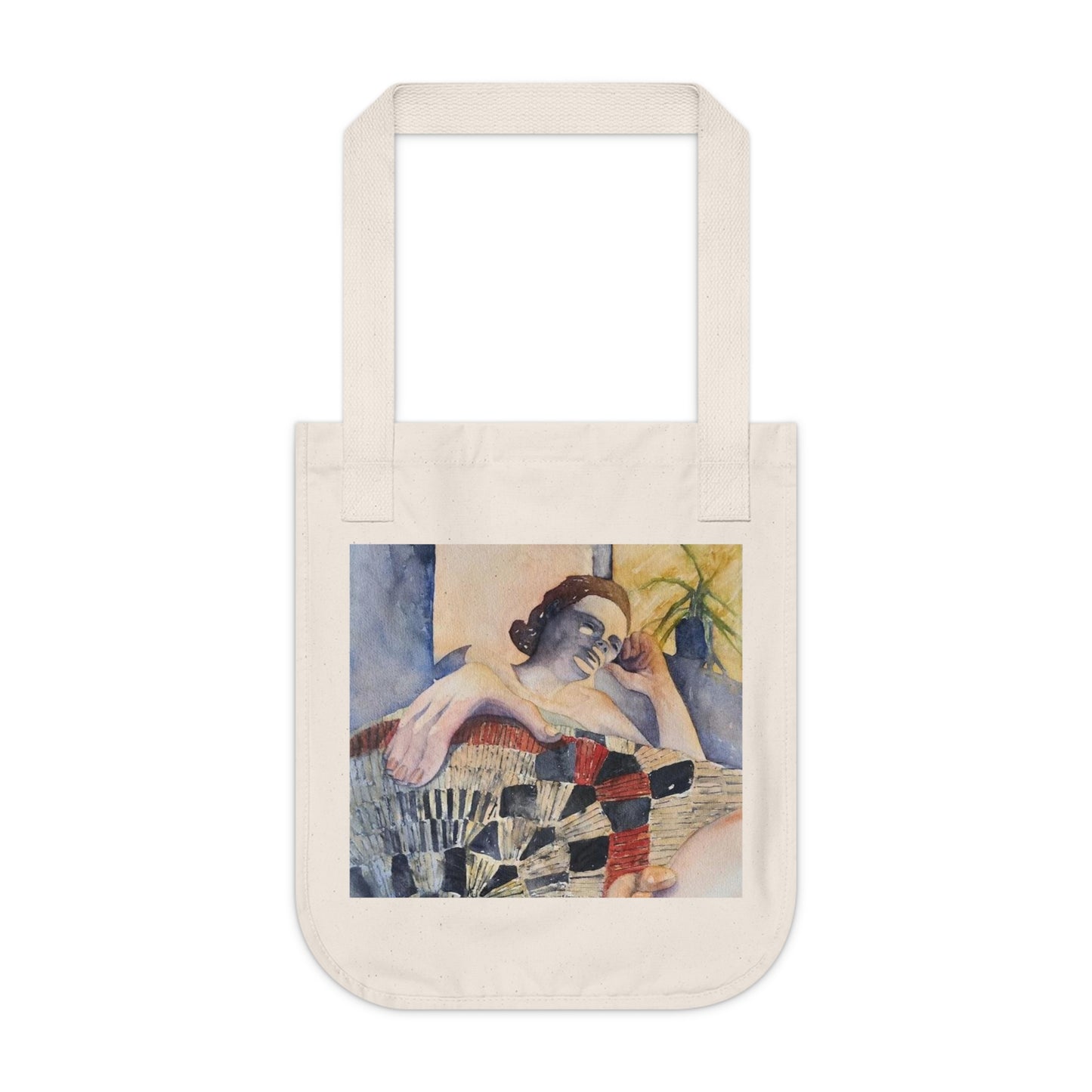 Sunroom Repose Watercolor Design Organic Canvas Tote – Eco-Friendly, Watercolor Fine Art, Reusable Bag for Art Lovers - Brooke Zitting, LLC