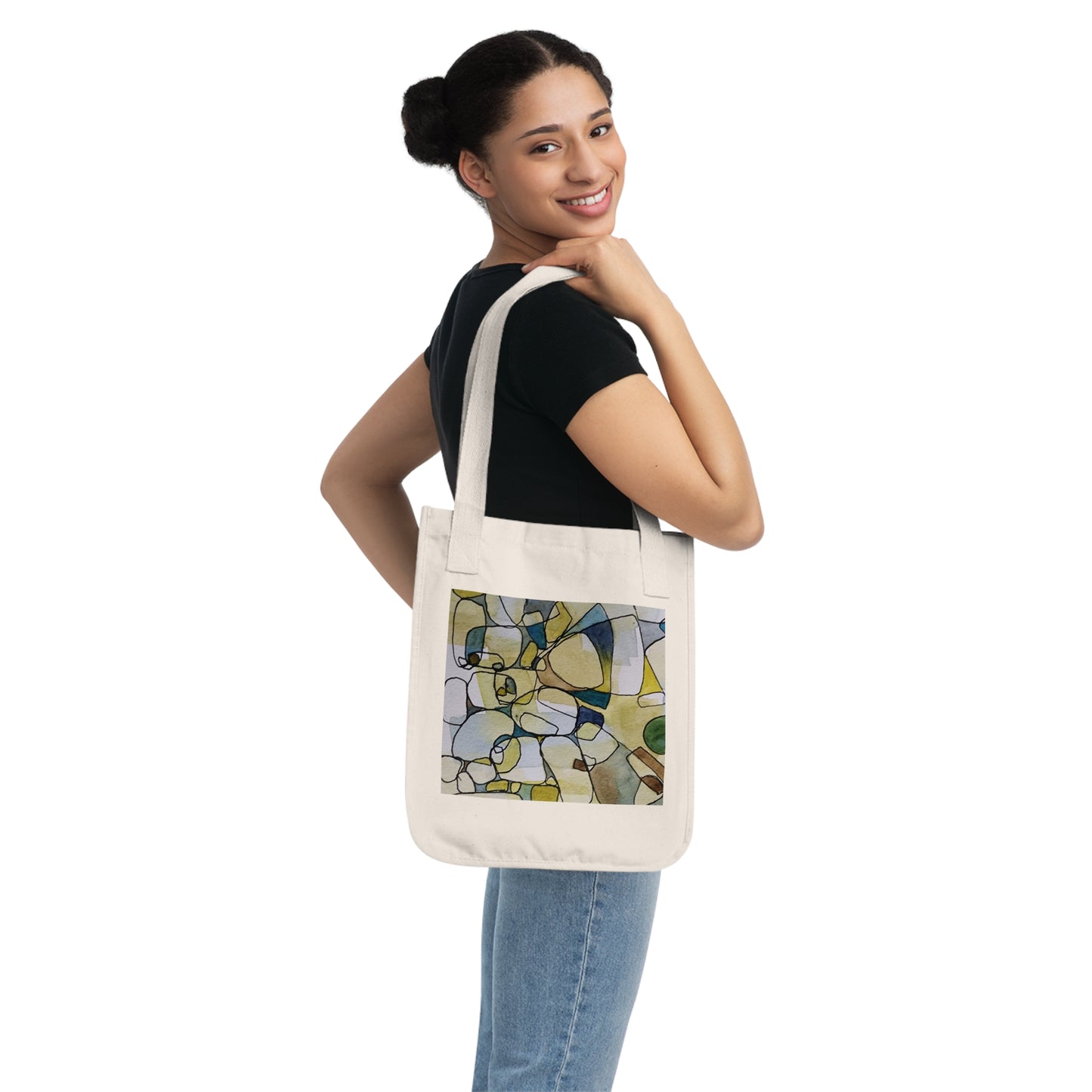 Fragmented Whisper Watercolor Design Organic Canvas Tote – Eco-Friendly, Watercolor Fine Art, Reusable Bag for Art Lovers - Brooke Zitting, LLC