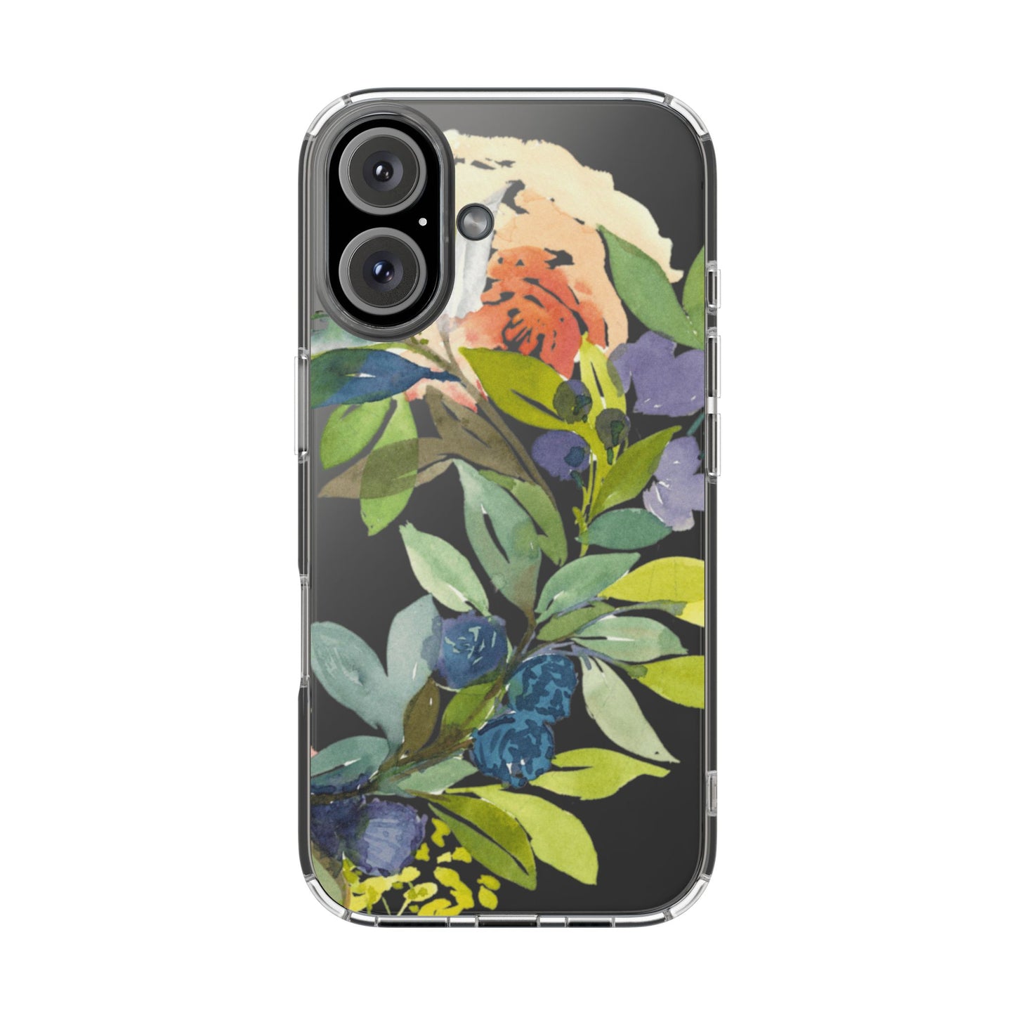 Watercolor Floral Blooms Wreath Clear Phone Case Design - Brooke Zitting, LLC