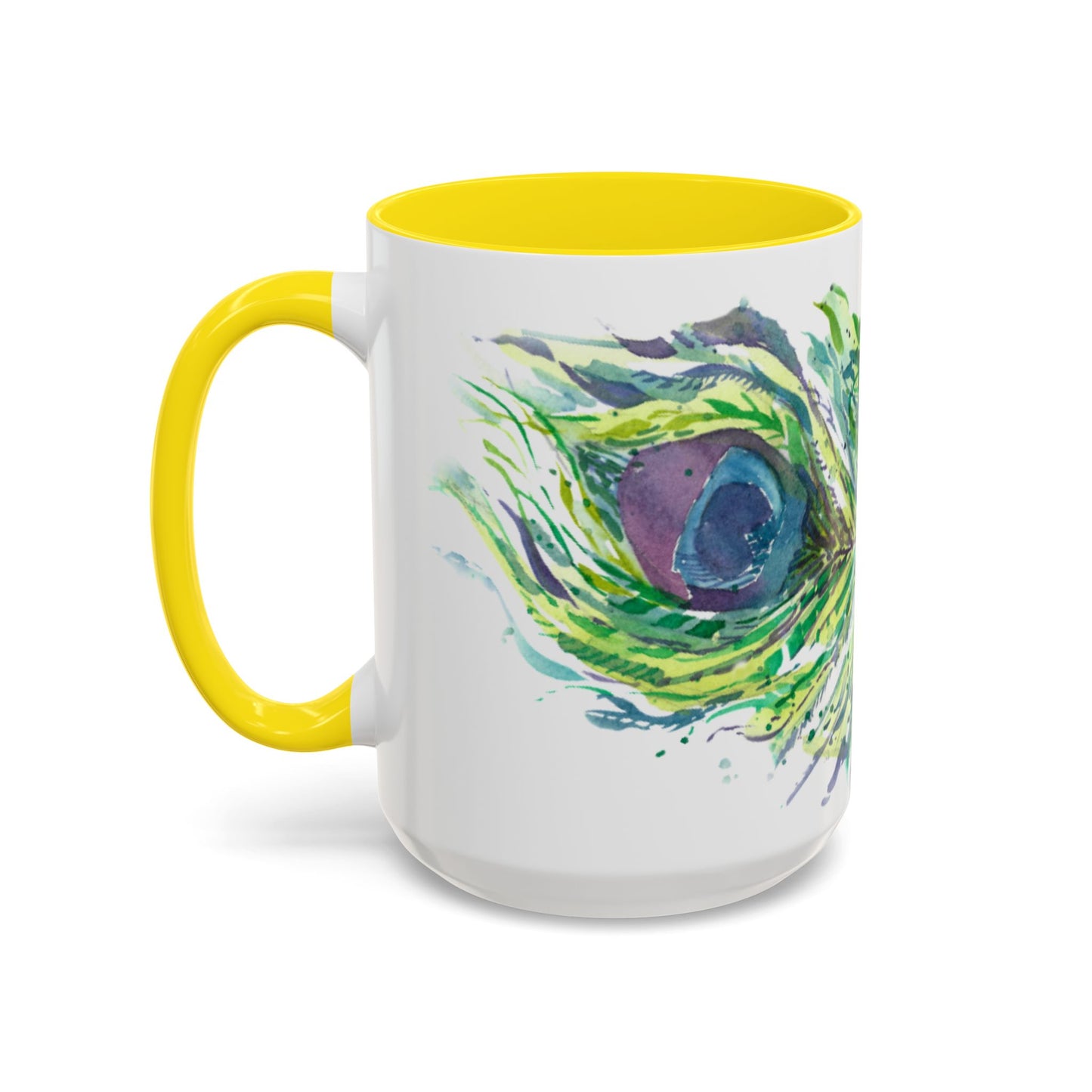 Light as a Feather Peacock Feather Accent Coffee Mug (11, 15oz) - Brooke Zitting, LLC