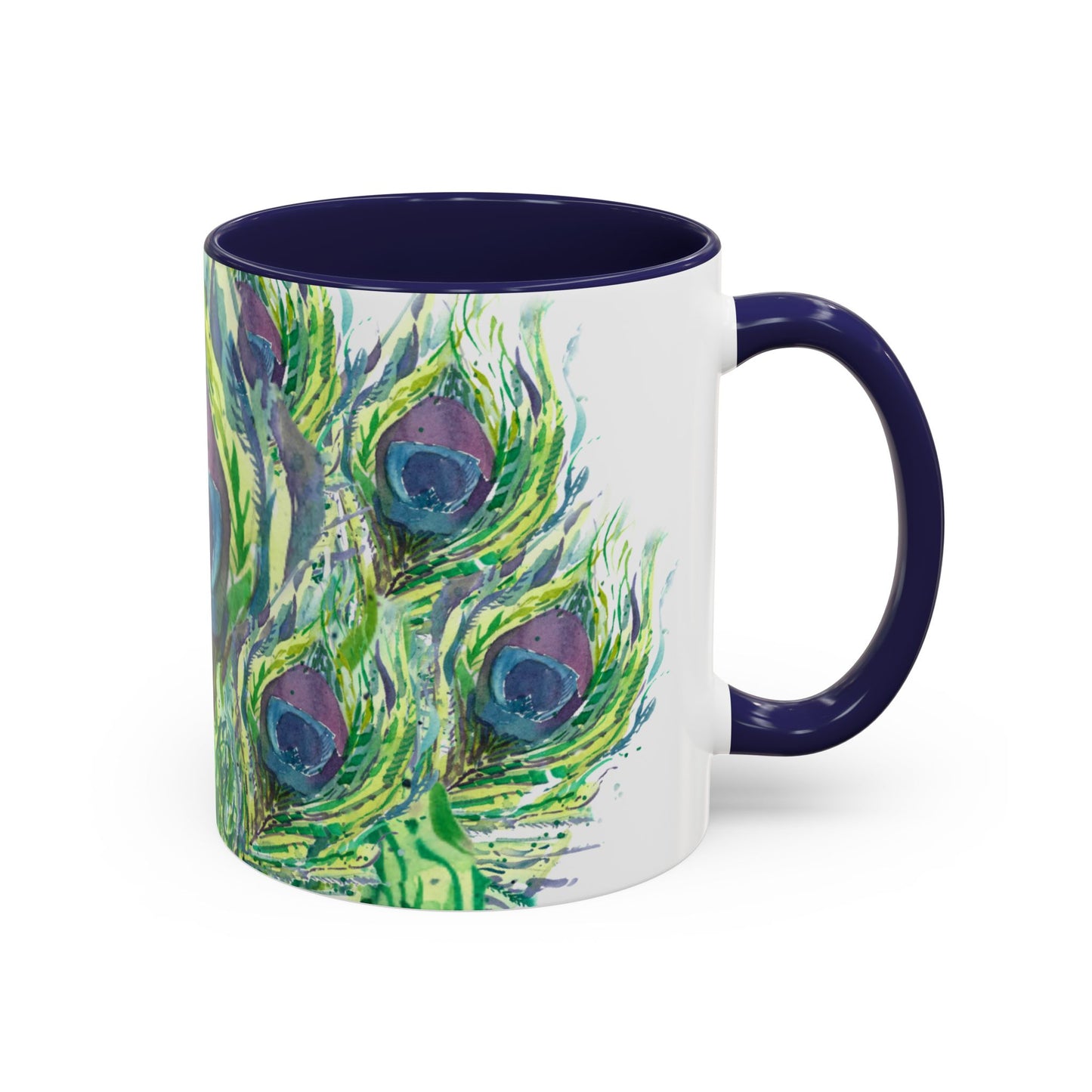 Colorful Peacock Feathers Mug Print (11oz, 15oz) - Brooke Zitting, LLC