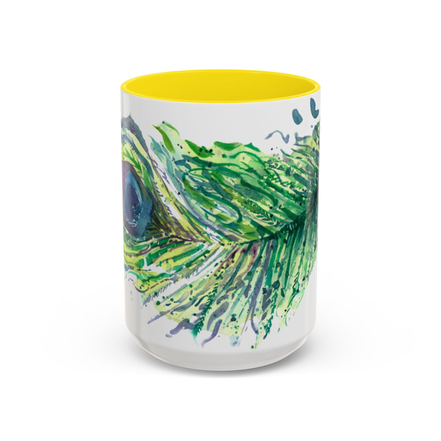 Light as a Feather Peacock Feather Accent Coffee Mug (11, 15oz) - Brooke Zitting, LLC