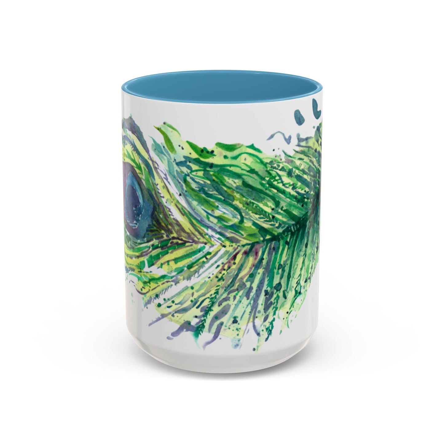 Light as a Feather Peacock Feather Accent Coffee Mug (11, 15oz) - Brooke Zitting, LLC