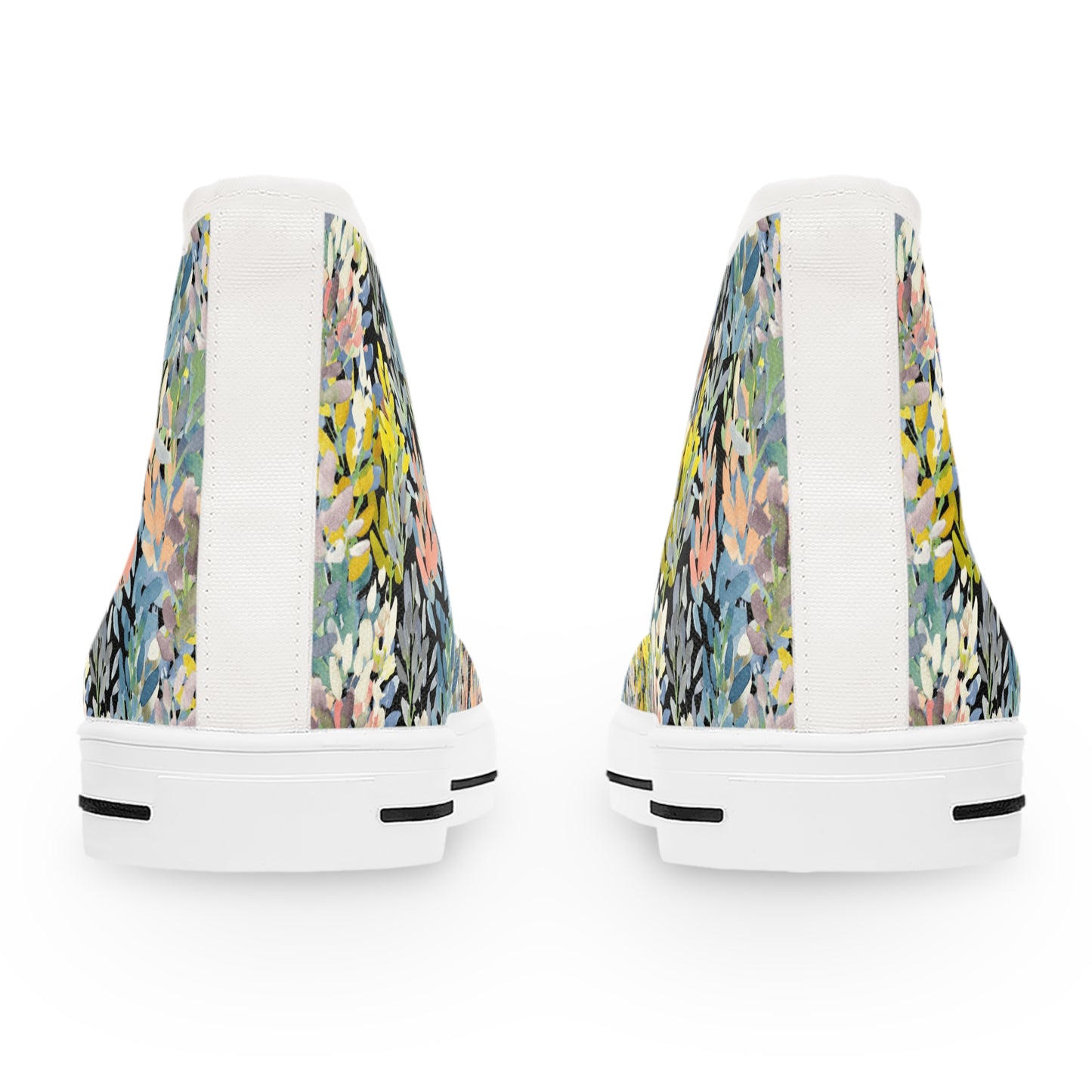 Petal Parade Dark Colorful High Top Sneakers with Floral Design – Stylish Shoes for All | Unique Gift Idea - Brooke Zitting, LLC