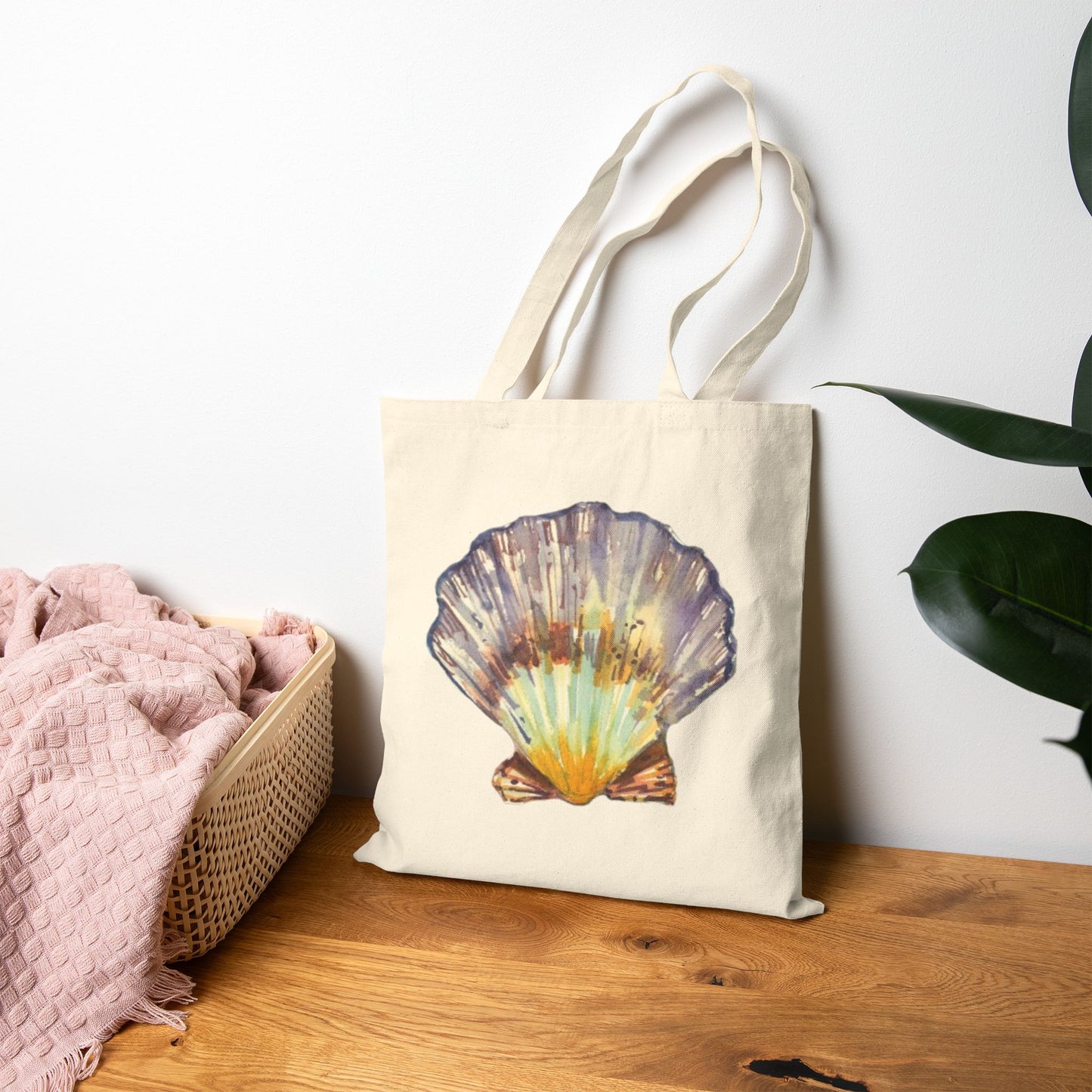 Seashell Cotton Canvas Tote – Eco-Friendly Beach & Shopping Bag for Ocean Lovers - Brooke Zitting, LLC