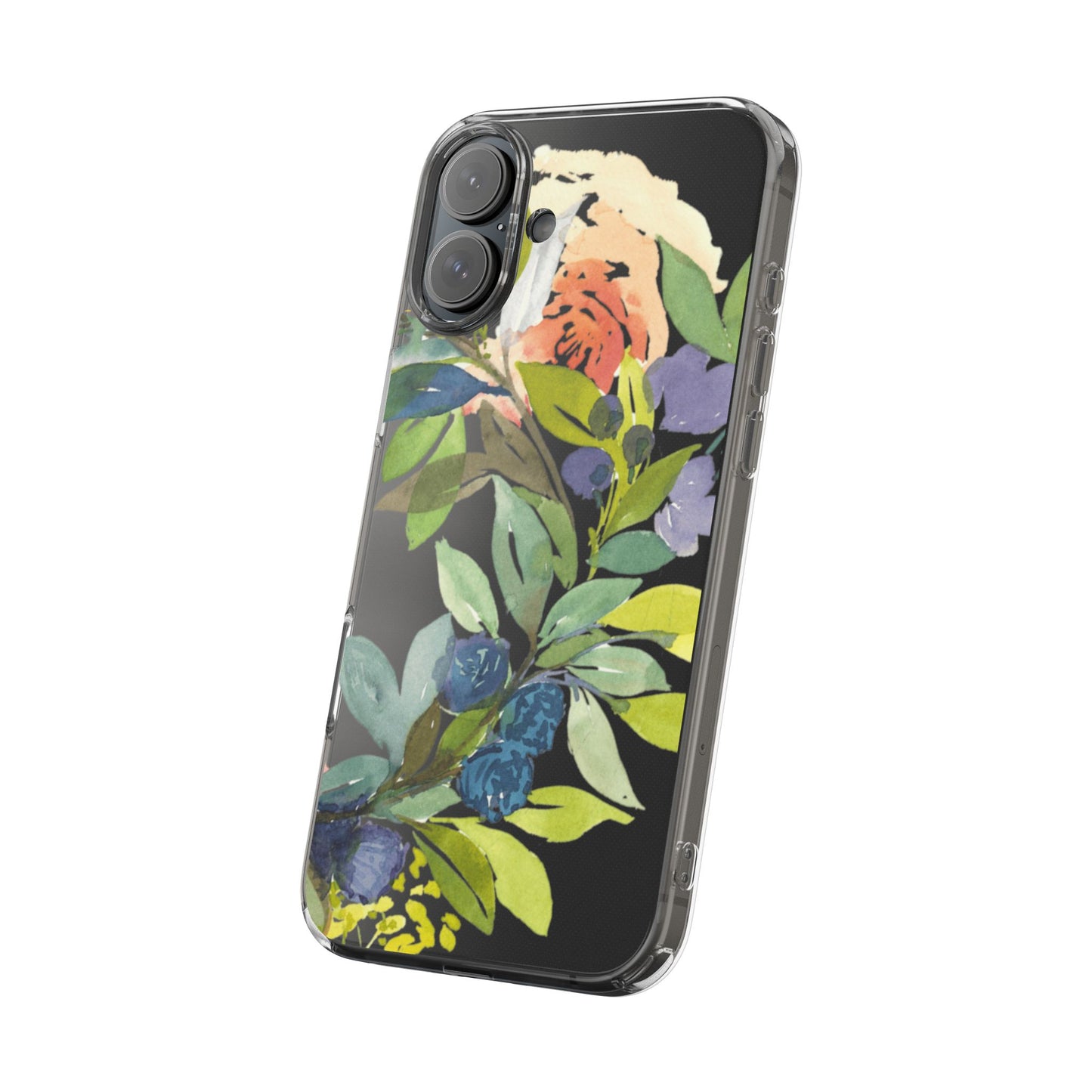 Watercolor Floral Blooms Wreath Clear Phone Case Design - Brooke Zitting, LLC