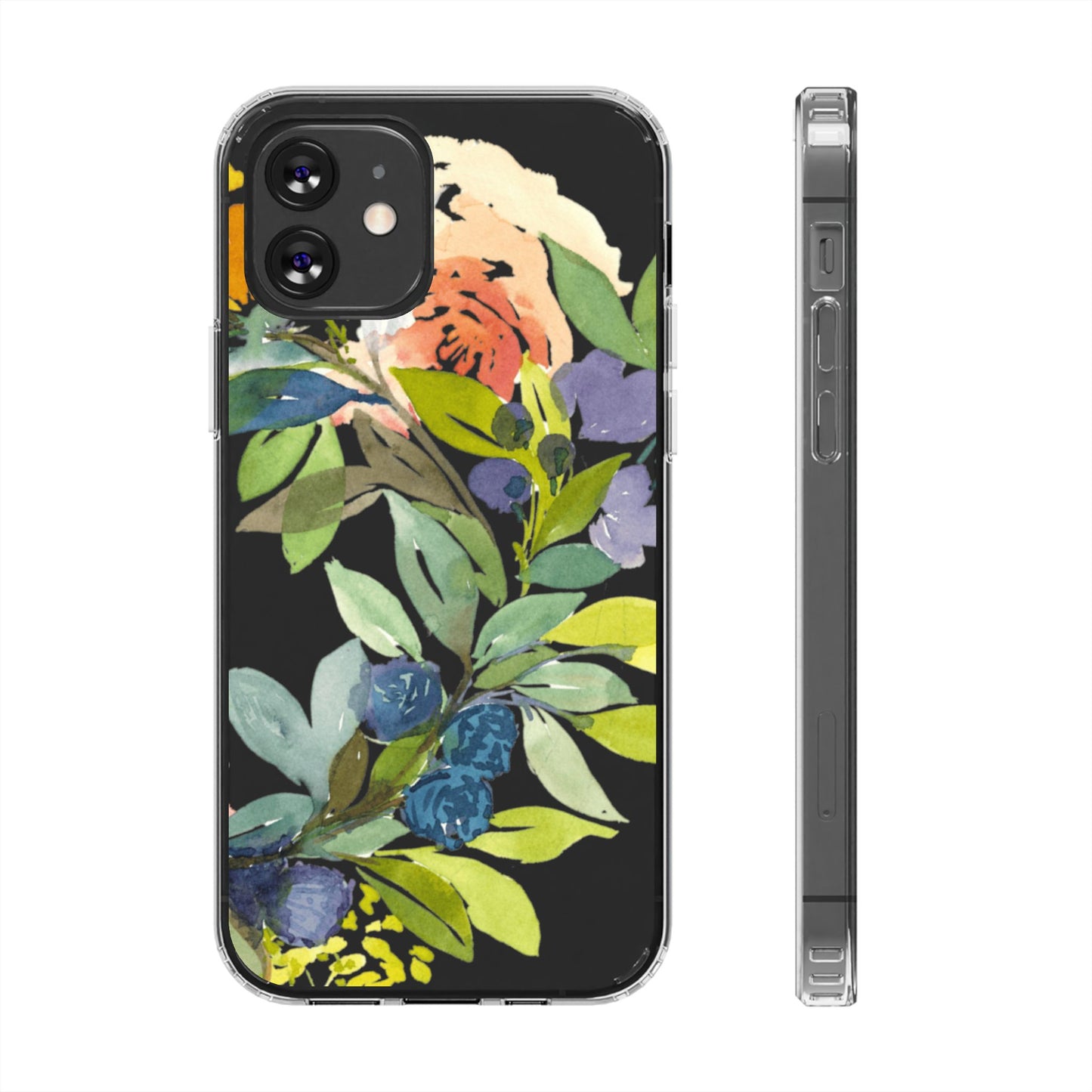 Watercolor Floral Blooms Wreath Clear Phone Case Design - Brooke Zitting, LLC