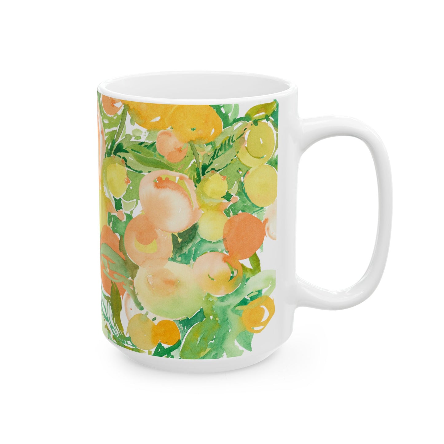 Peach Citrus Mug (11oz, 15oz) Watercolor Design - Brooke Zitting, LLC
