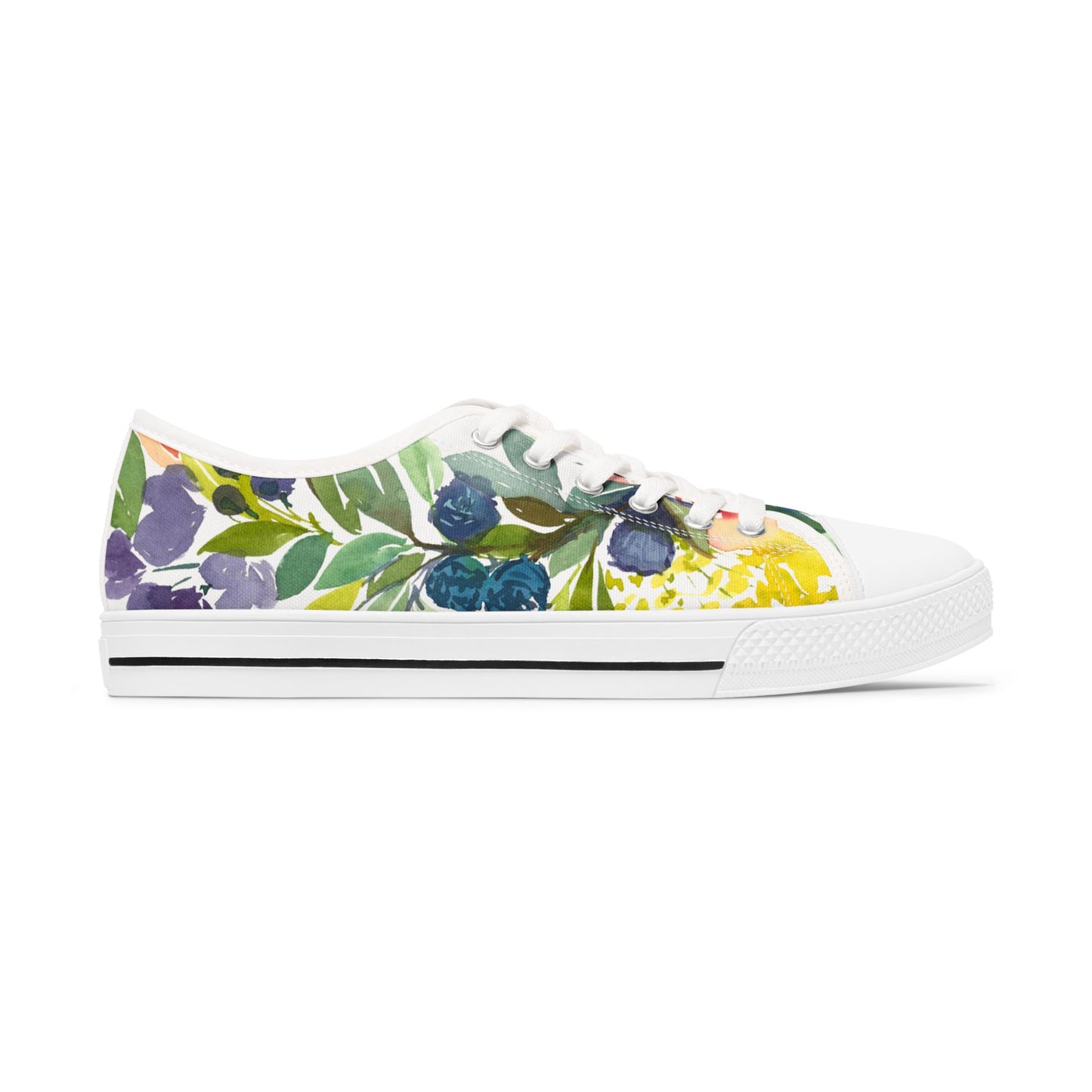 Watercolor Vibrant Floral Wreath Low Top Sneakers – Stylish Shoes for All | Unique Gift Idea - Brooke Zitting, LLC