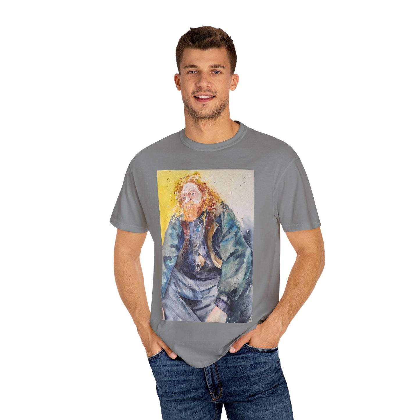 Artistic Unisex Garment-Dyed T-shirt, Vibrant Watercolor Design, Casual Wear, Artist Gift, Custom T-shirt