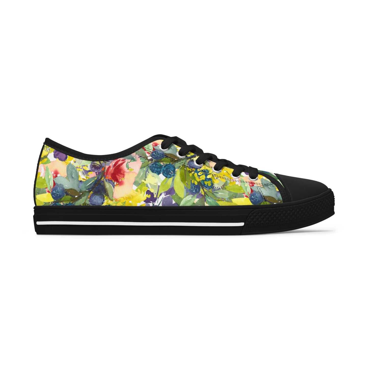 Watercolor Expressive Floral Wreath Low Top Sneakers – Stylish Shoes for All | Unique Gift Idea - Brooke Zitting, LLC