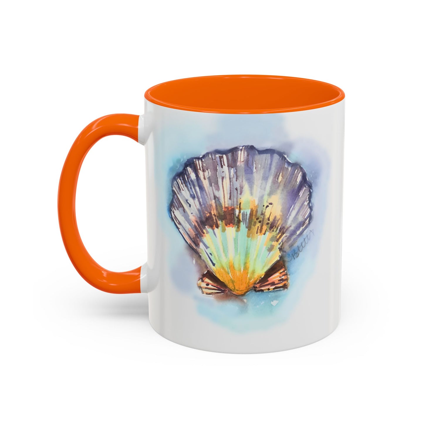 This Seashell Mug with Accent Color (11oz, 15 oz) - Brooke Zitting, LLC