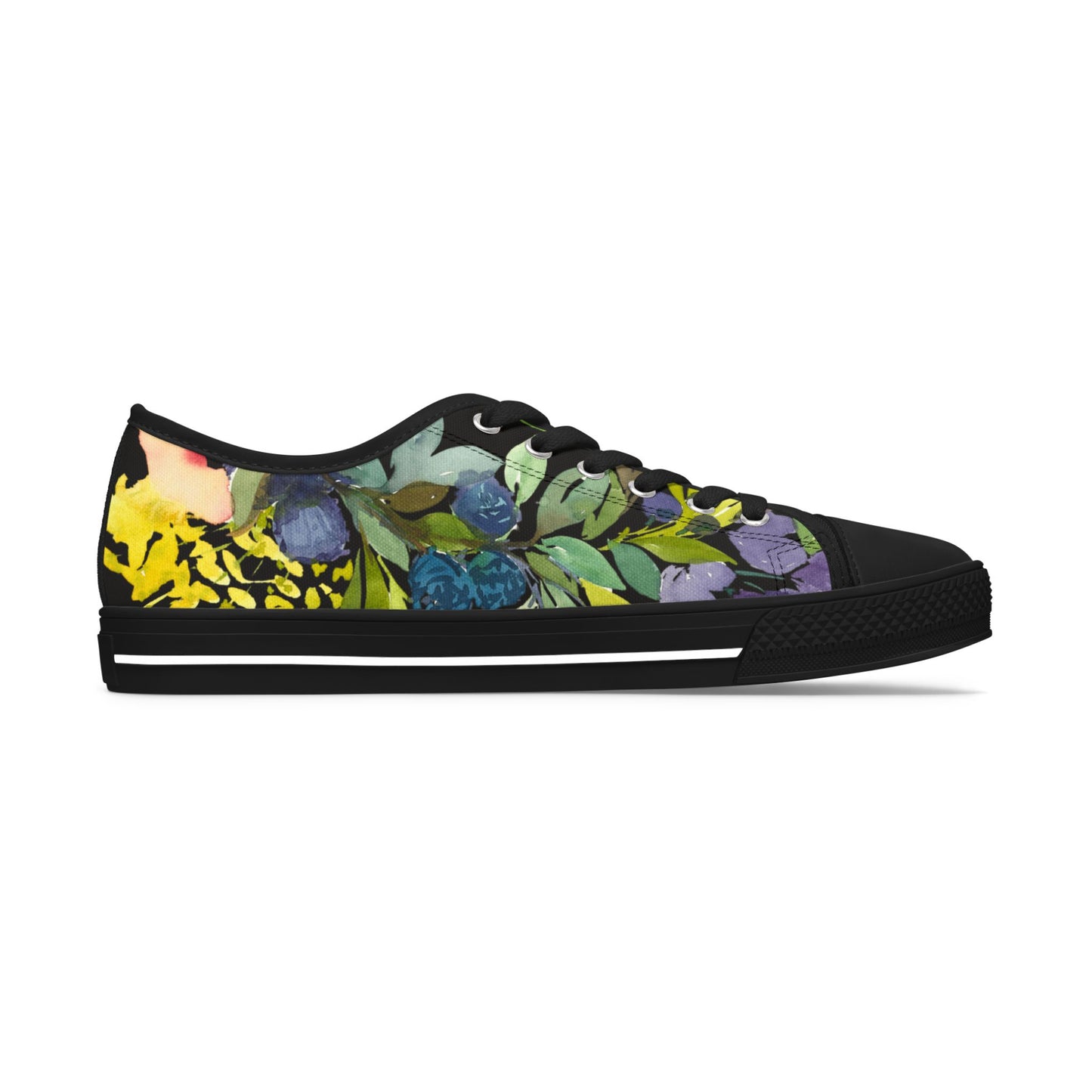 Watercolor Bold Floral Wreath Low Top Sneakers – Stylish Shoes for All | Unique Gift Idea - Brooke Zitting, LLC