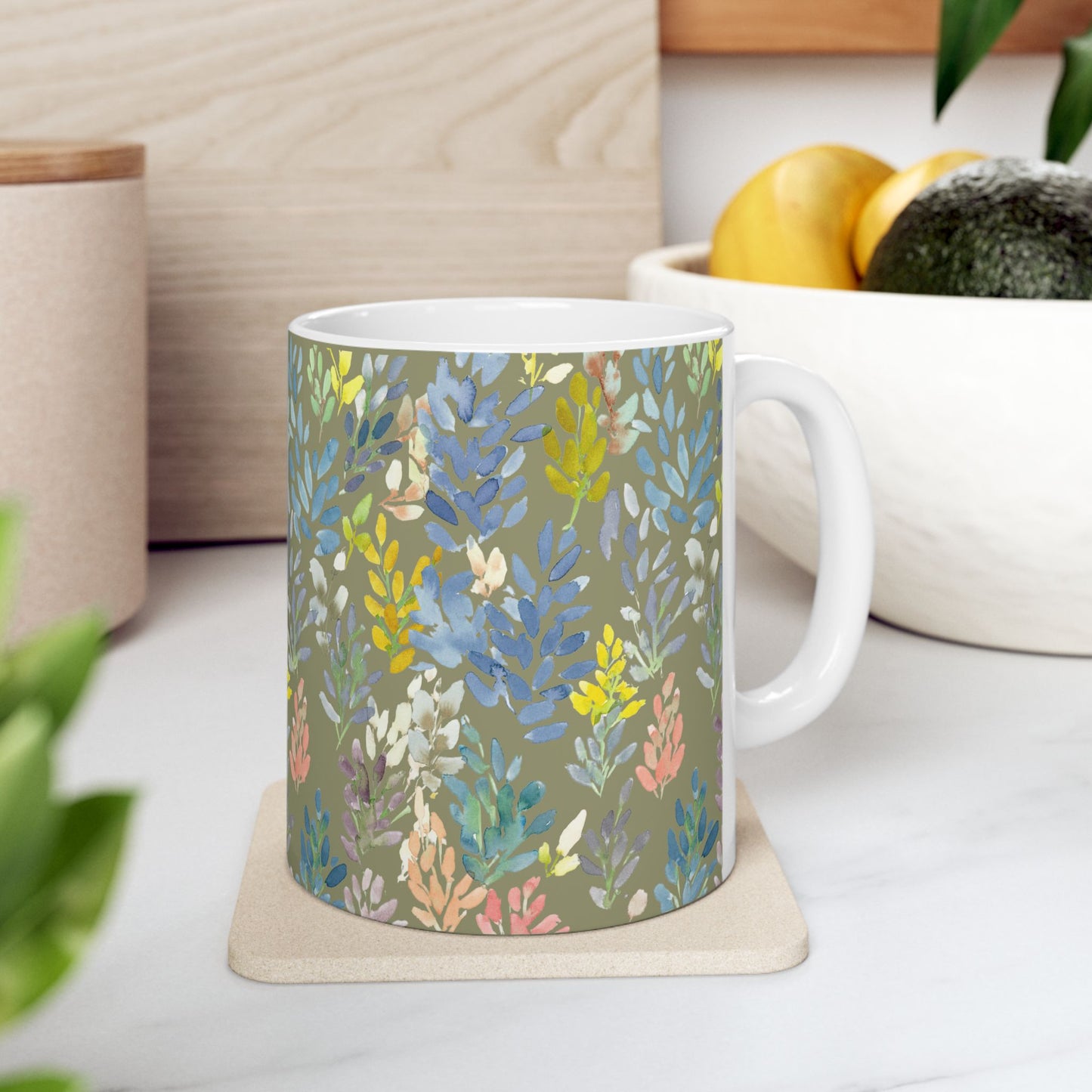 The Petal Parade Ceramic Mug in Sage Green - Perfect Gift (11oz, 15oz) - Brooke Zitting, LLC