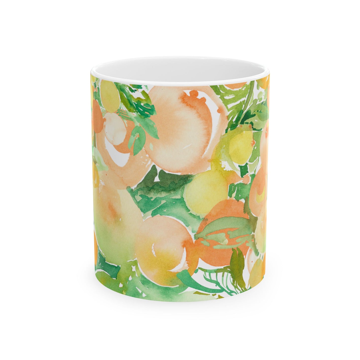 Peach Citrus Mug (11oz, 15oz) Watercolor Design - Brooke Zitting, LLC