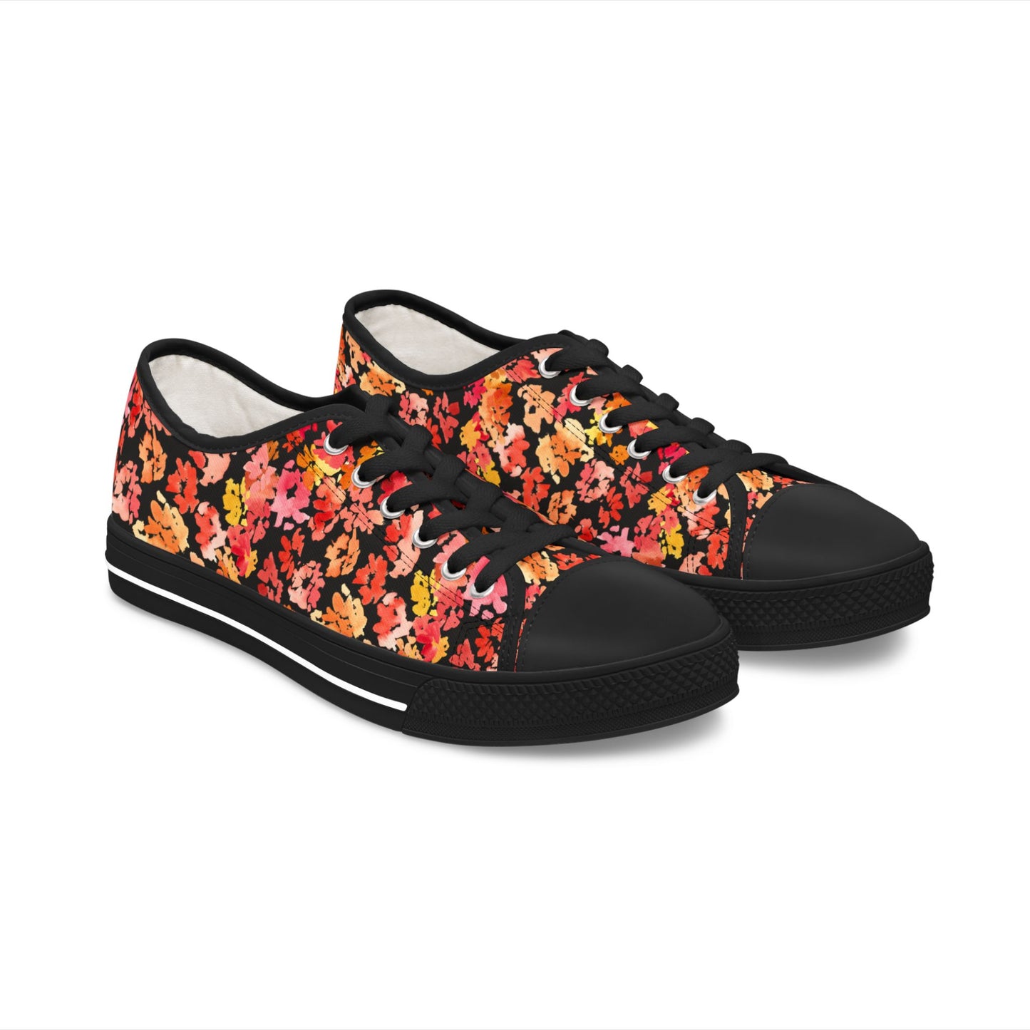 Posy Accent Matching in Black Low Tops – Stylish Shoes for All | Unique Gift Idea - Brooke Zitting, LLC