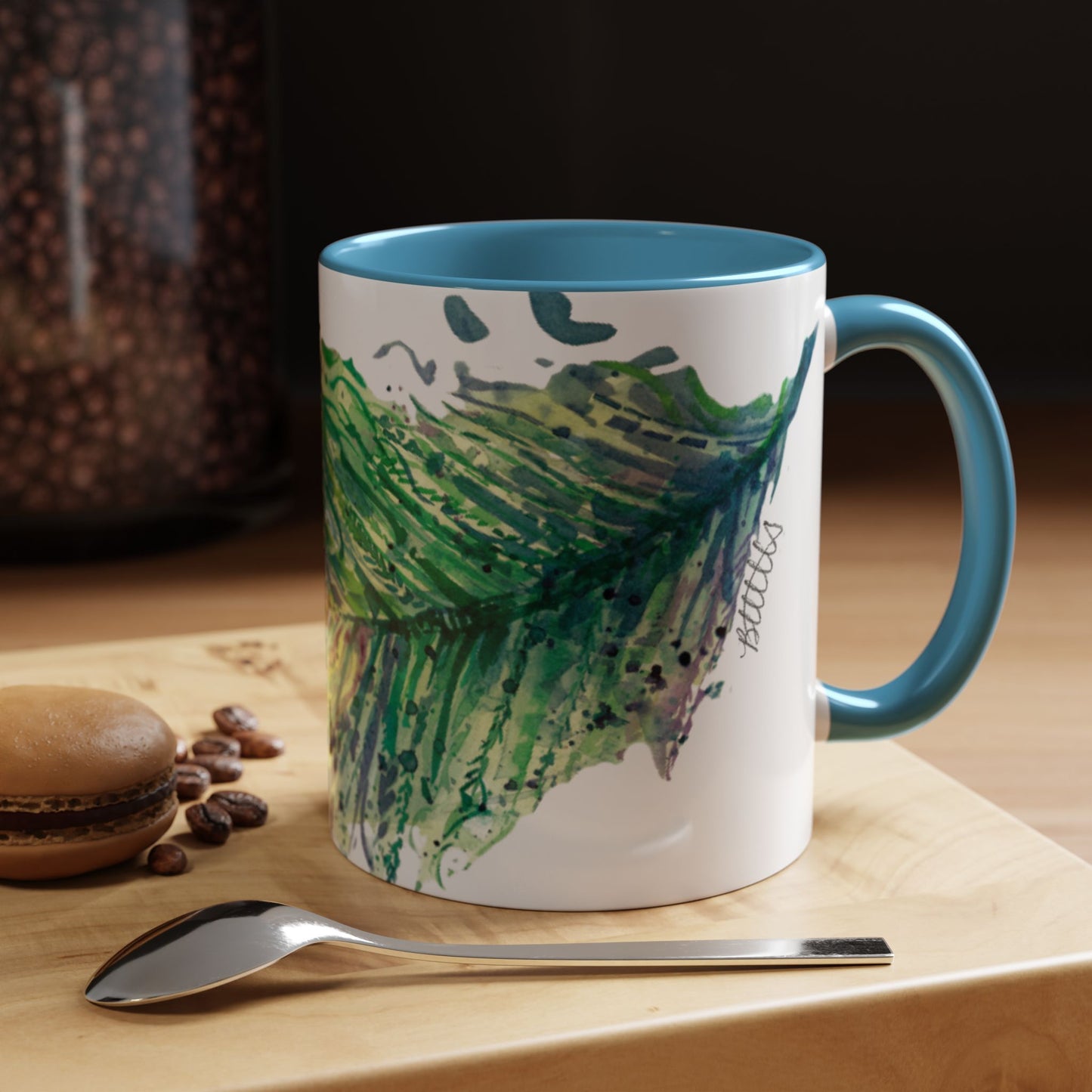 Light as a Feather Peacock Feather Accent Coffee Mug (11, 15oz) - Brooke Zitting, LLC