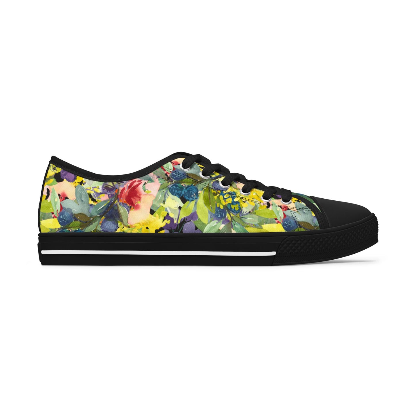 Watercolor Playful Floral Wreath Low Top Sneakers – Stylish Shoes for All | Unique Gift Idea - Brooke Zitting, LLC