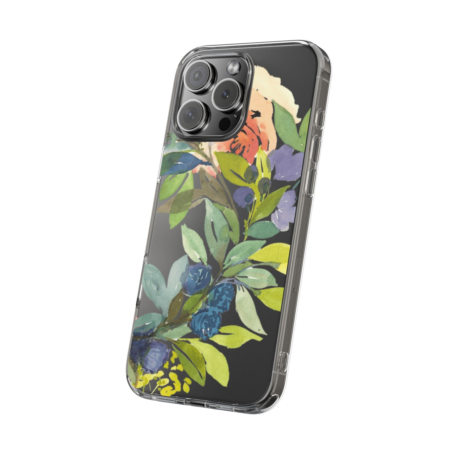 Watercolor Floral Blooms Wreath Clear Phone Case Design - Brooke Zitting, LLC
