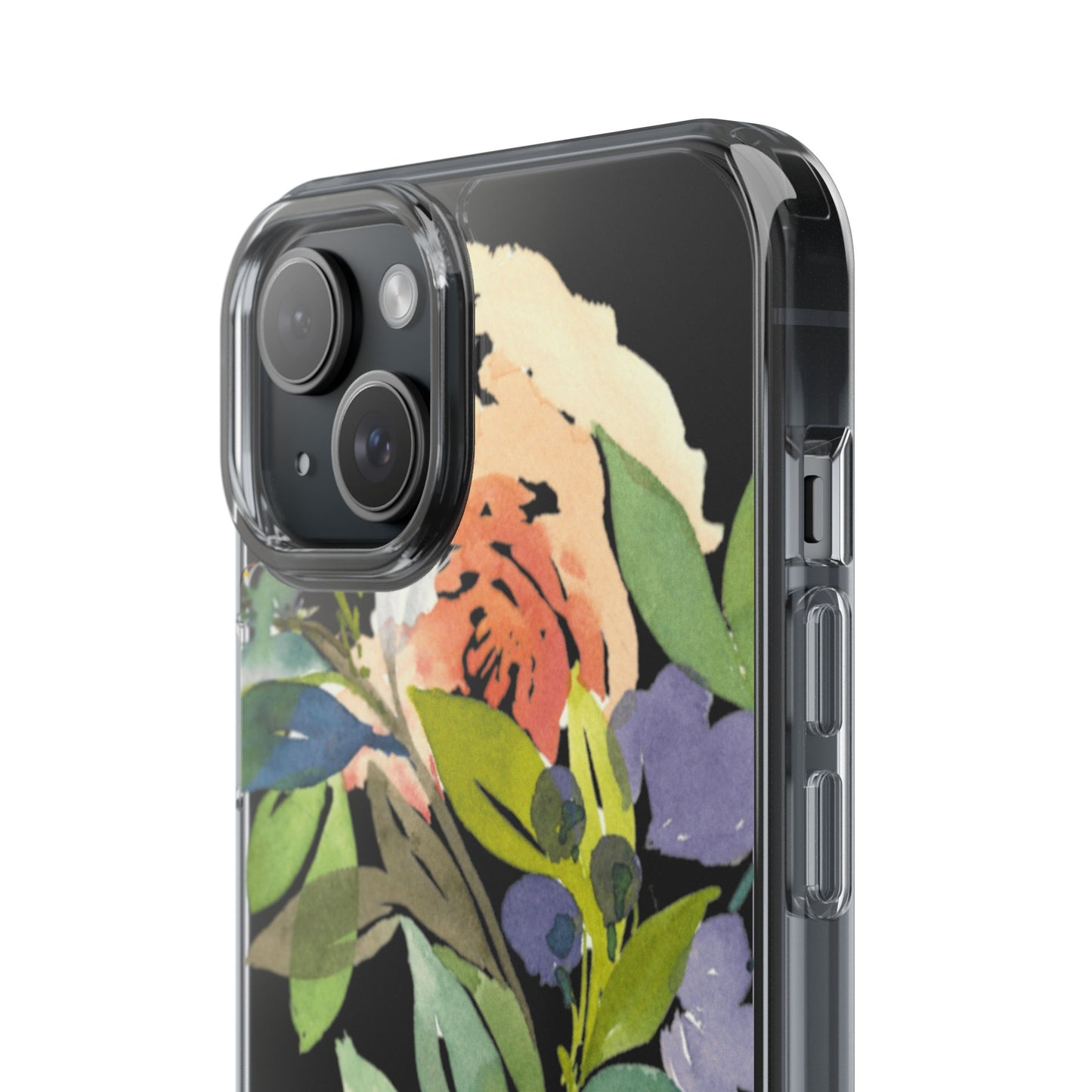 Watercolor Floral Blooms Wreath Clear Phone Case Design - Brooke Zitting, LLC