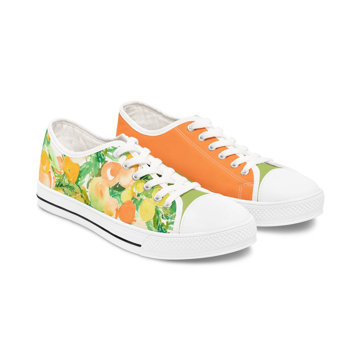 Colorblock Peach Floral Patterned Low Top Sneakers – Stylish Shoes for All | Unique Gift Idea - Brooke Zitting, LLC