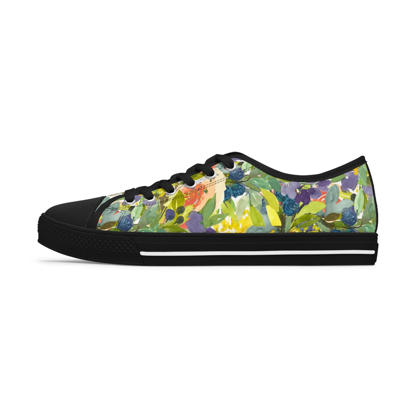 Watercolor Expressive Floral Wreath Low Top Sneakers – Stylish Shoes for All | Unique Gift Idea - Brooke Zitting, LLC