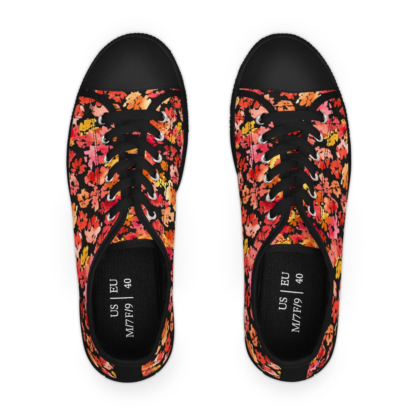 Posy Accent Matching in Black Low Tops – Stylish Shoes for All | Unique Gift Idea - Brooke Zitting, LLC