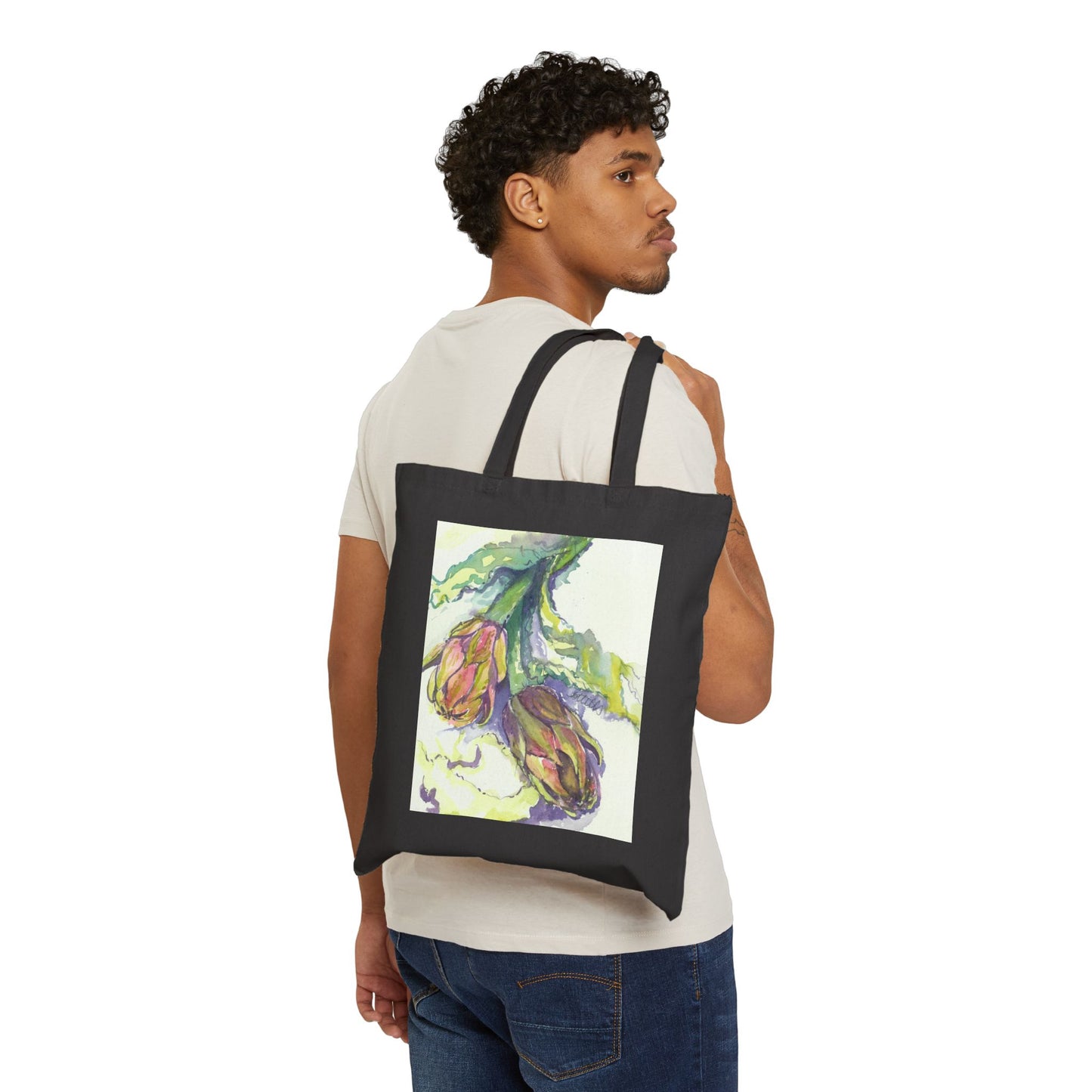 Italian Artichoke Cotton Canvas Tote – Eco-Friendly Beach & Shopping Bag for Ocean Lovers - Brooke Zitting, LLC