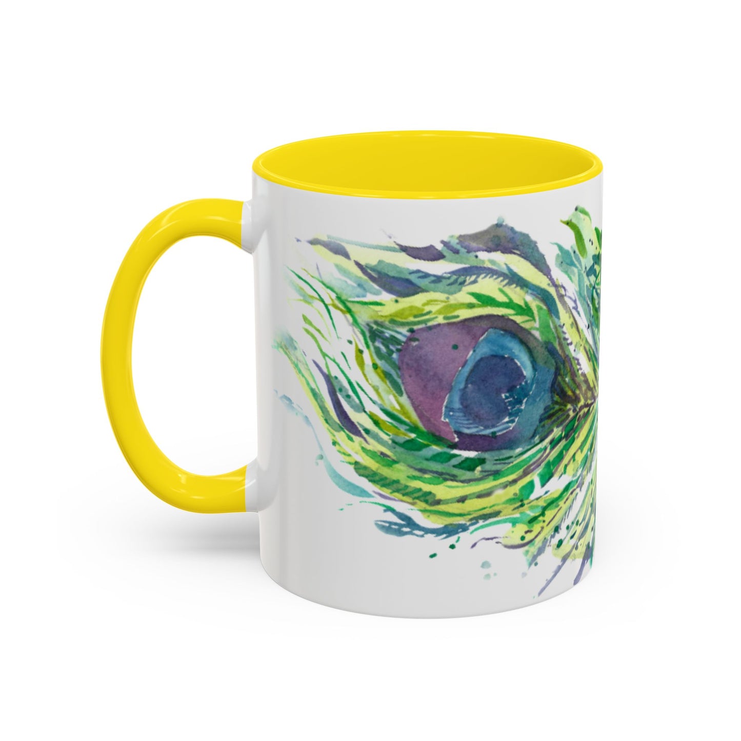 Light as a Feather Peacock Feather Accent Coffee Mug (11, 15oz) - Brooke Zitting, LLC