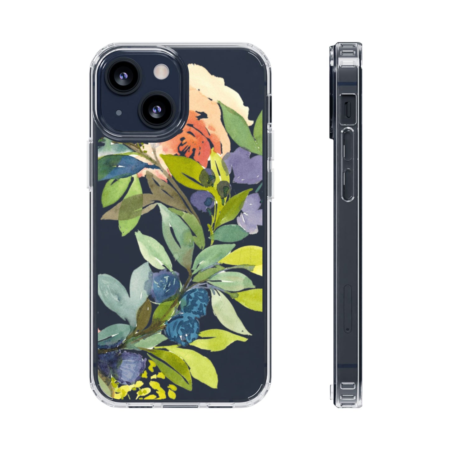 Watercolor Floral Blooms Wreath Clear Phone Case Design - Brooke Zitting, LLC
