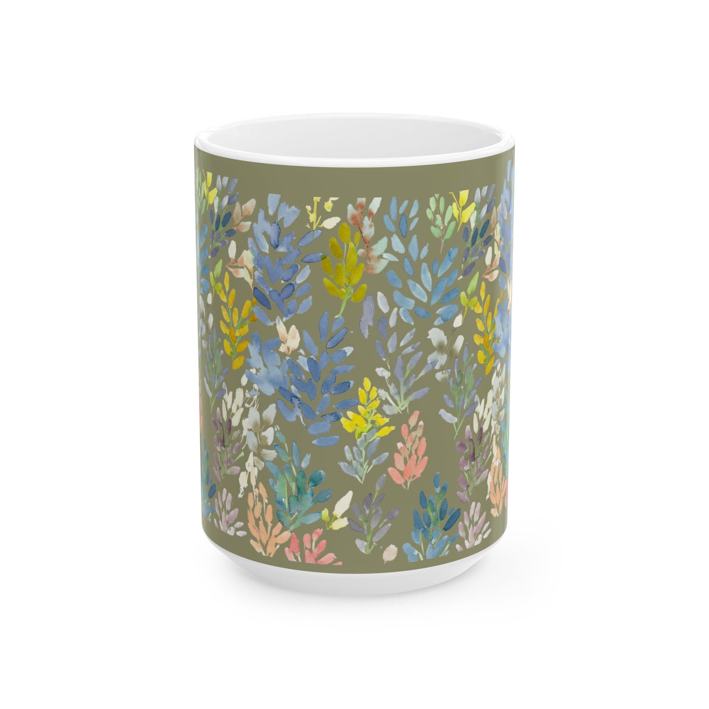 The Petal Parade Ceramic Mug in Sage Green - Perfect Gift (11oz, 15oz) - Brooke Zitting, LLC