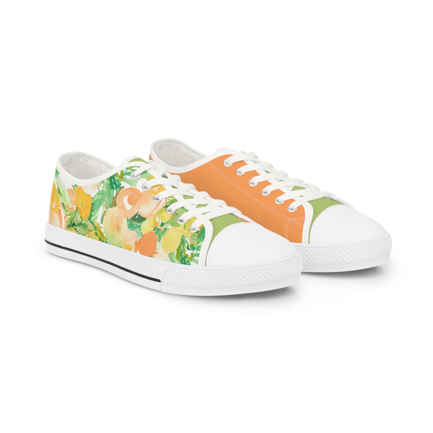 Colorblock Peach Floral Patterned Low Top Sneakers – Stylish Shoes for All | Unique Gift Idea - Brooke Zitting, LLC