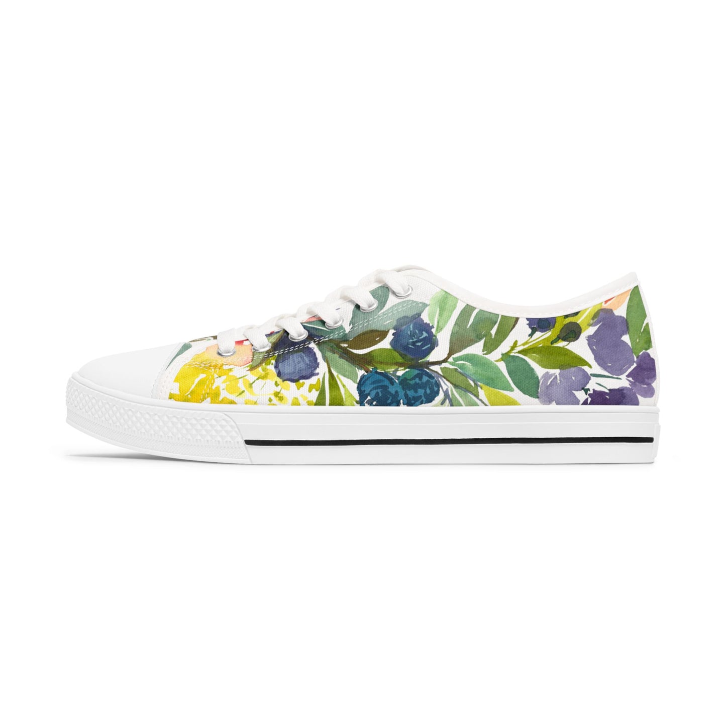 Watercolor Vibrant Floral Wreath Low Top Sneakers – Stylish Shoes for All | Unique Gift Idea - Brooke Zitting, LLC