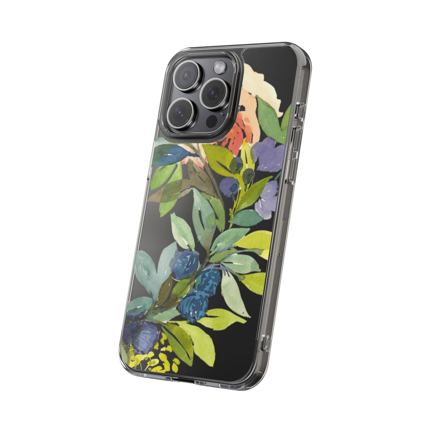 Watercolor Floral Blooms Wreath Clear Phone Case Design - Brooke Zitting, LLC
