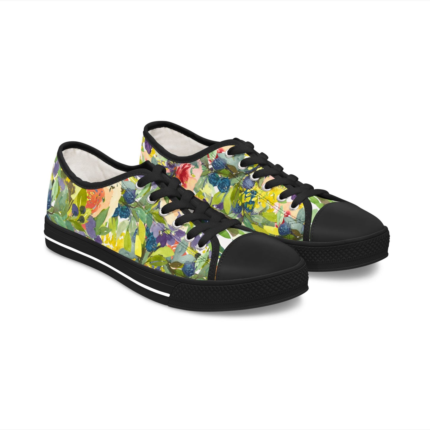 Watercolor Expressive Floral Wreath Low Top Sneakers – Stylish Shoes for All | Unique Gift Idea - Brooke Zitting, LLC