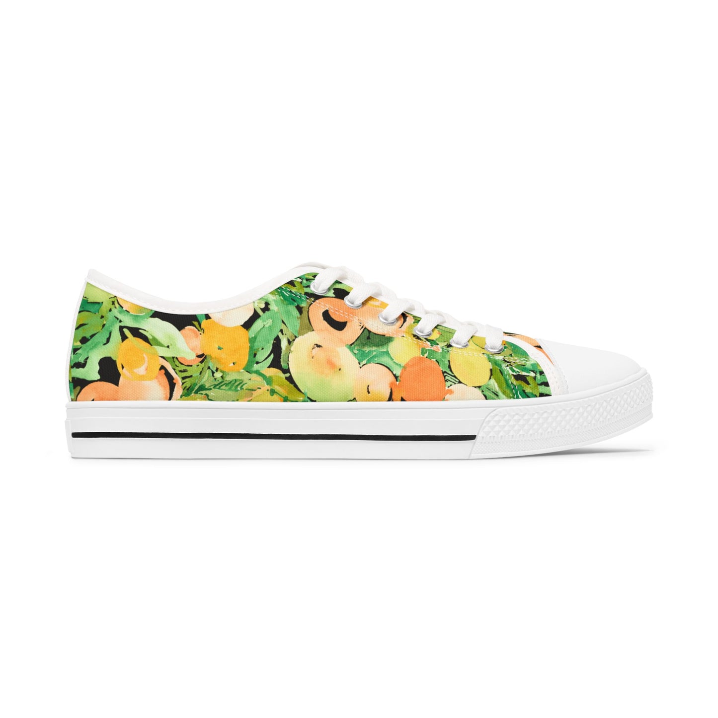 Watercolor Citrus and Peaches Low Top Sneakers – Stylish Shoes for All | Unique Gift Idea - Brooke Zitting, LLC