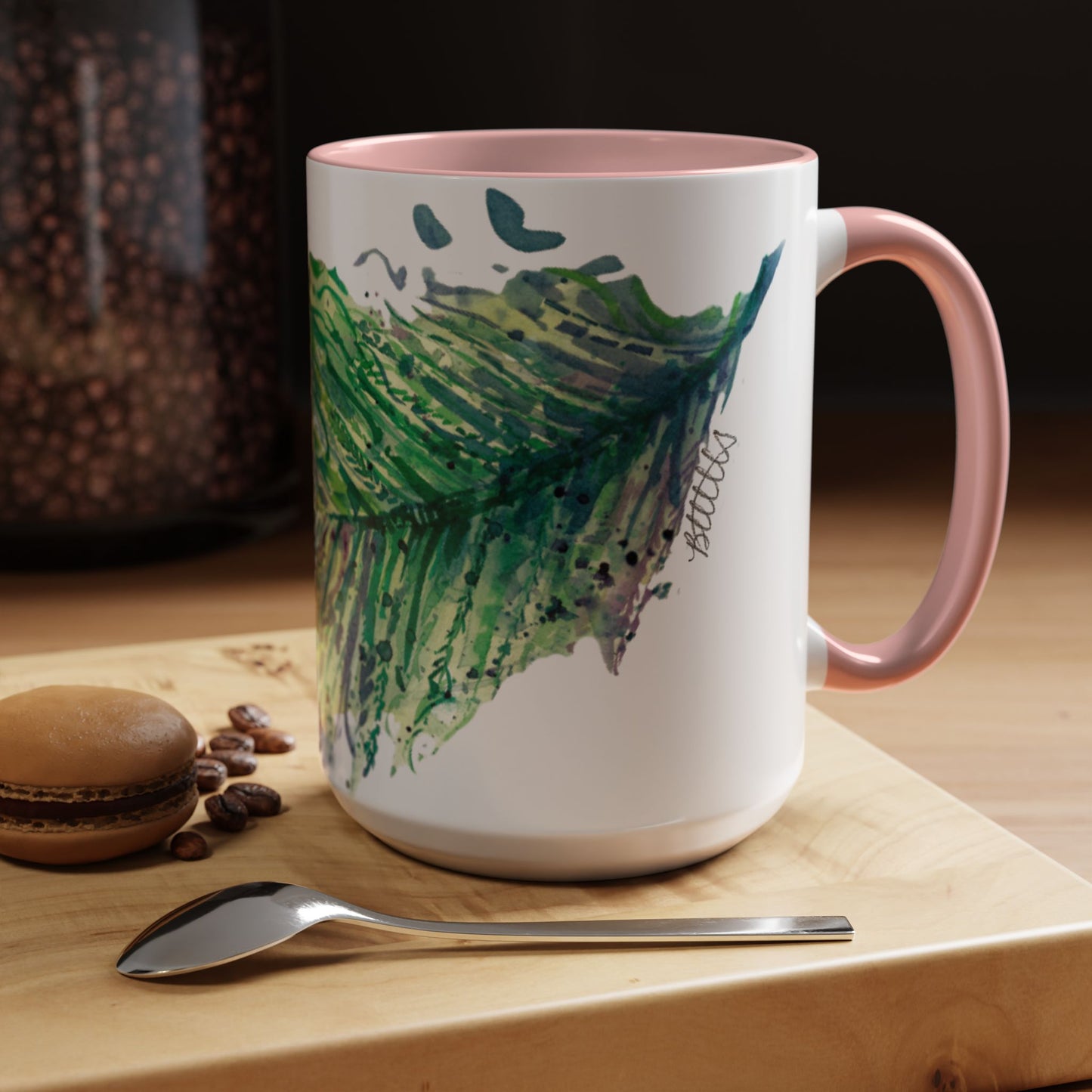 Light as a Feather Peacock Feather Accent Coffee Mug (11, 15oz) - Brooke Zitting, LLC