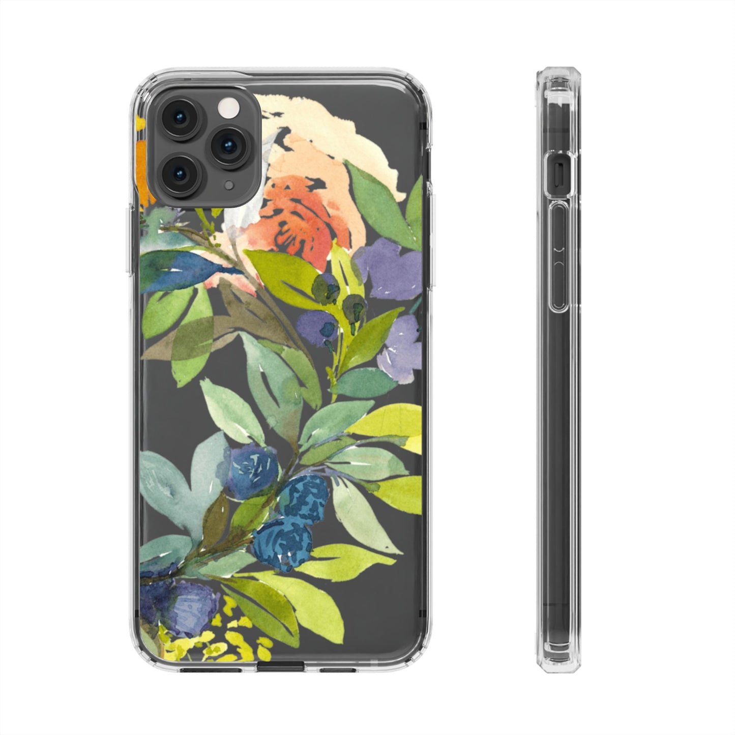 Watercolor Floral Blooms Wreath Clear Phone Case Design - Brooke Zitting, LLC