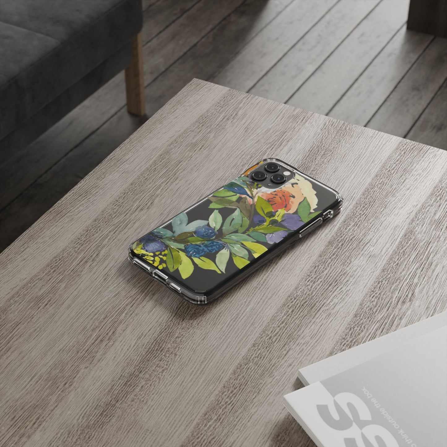 Watercolor Floral Blooms Wreath Clear Phone Case Design - Brooke Zitting, LLC