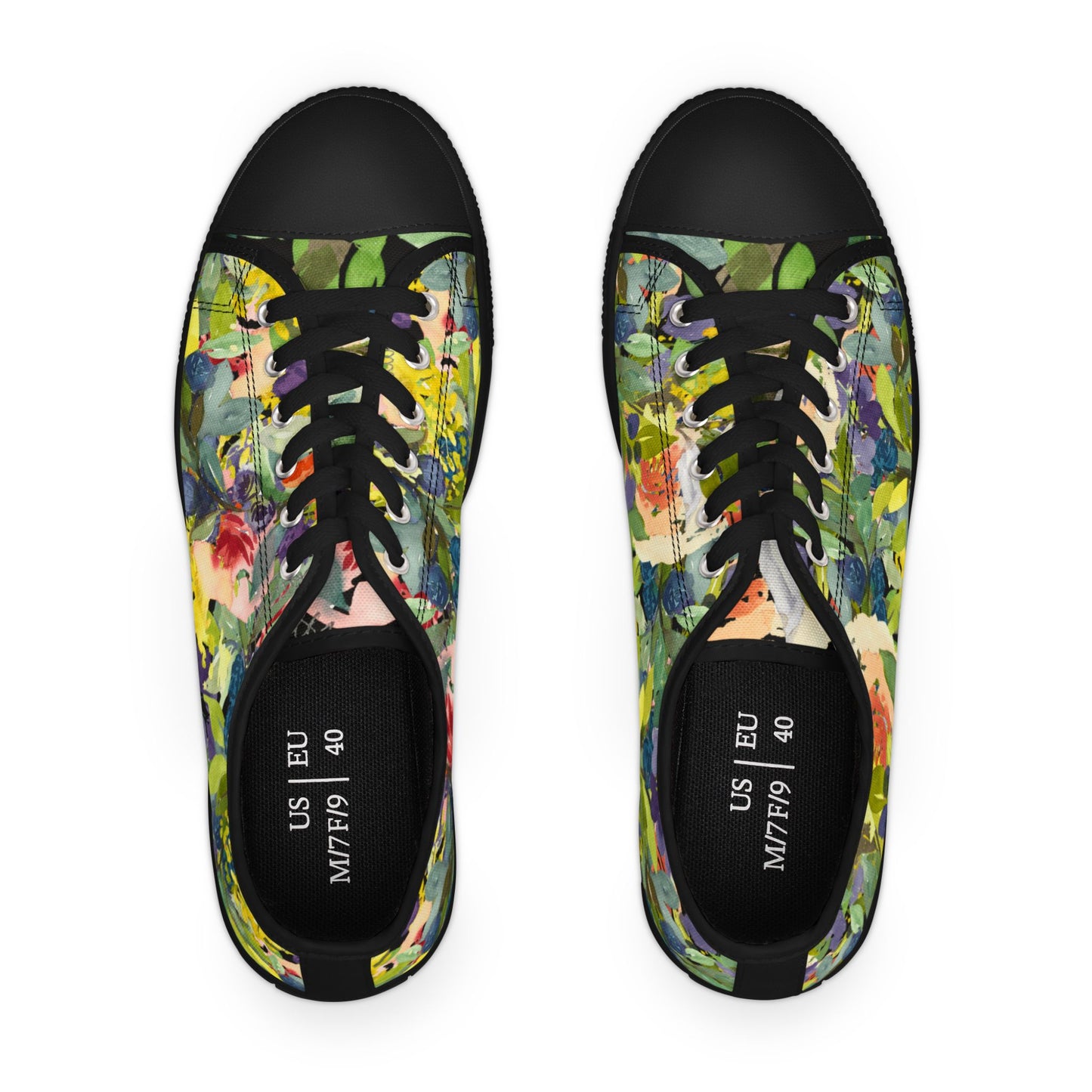 Watercolor Playful Floral Wreath Low Top Sneakers – Stylish Shoes for All | Unique Gift Idea - Brooke Zitting, LLC
